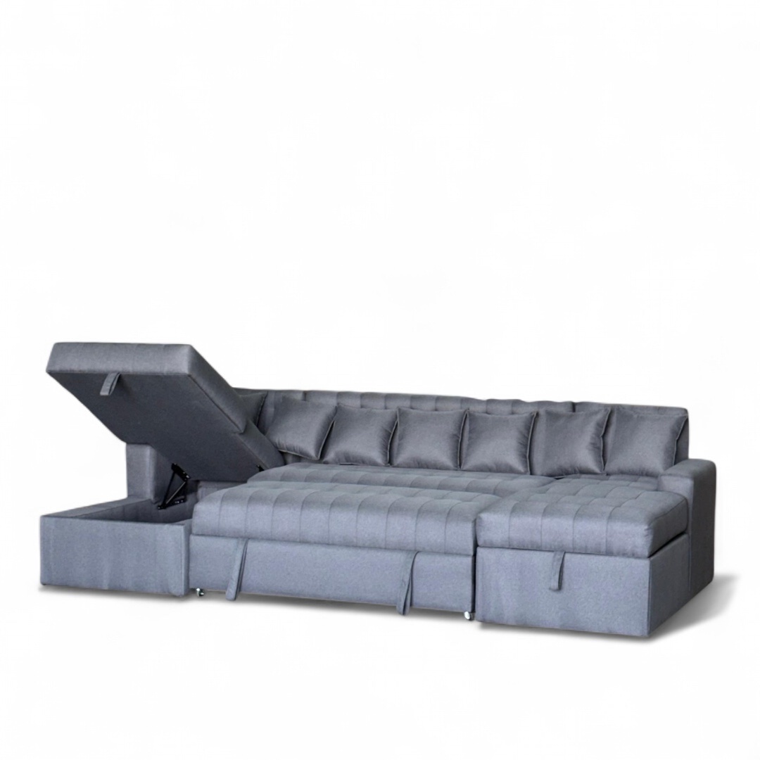 Sofa U Georgia con asiento extensible y doble baúl - Image 7
